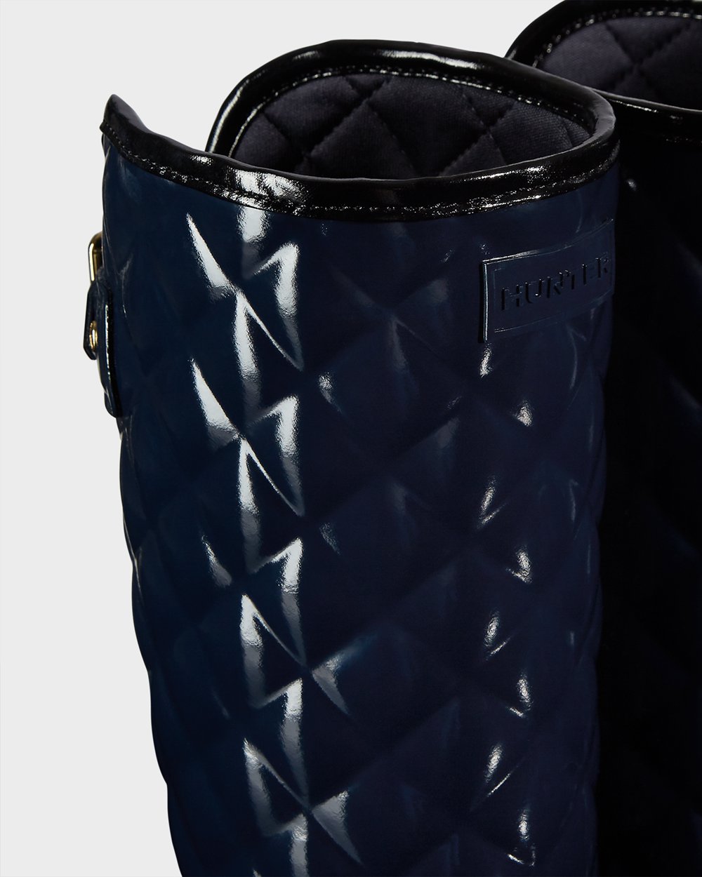 Hoge Regenlaarzen Dames - Hunter Refined Adjustable Quilted Gloss - Donker Blauw - 50YNAMQEW